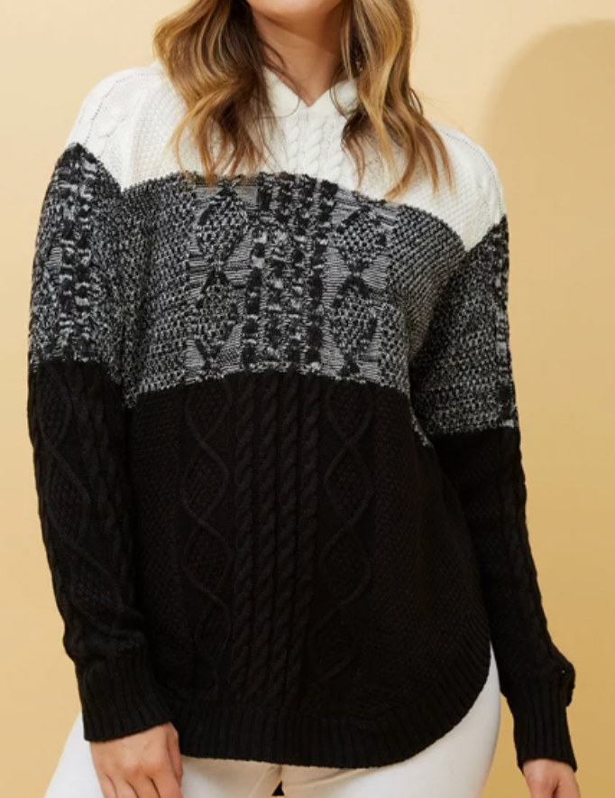 NIX CABLE KNIT HOODED KNIT JUMPER