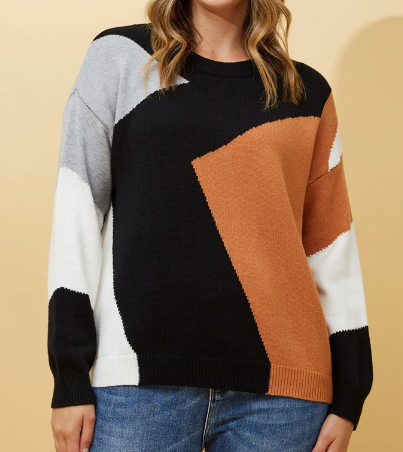 TOPAZ COLOUR BLOCK KNIT JUMPER