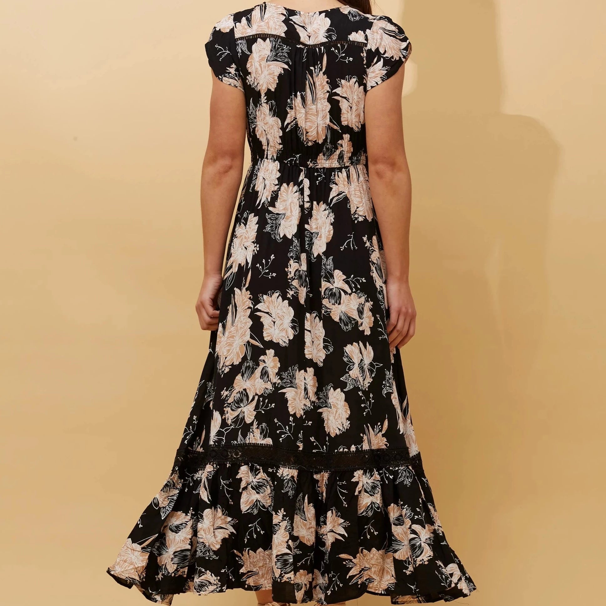 Button Front Floral Maxi Dress